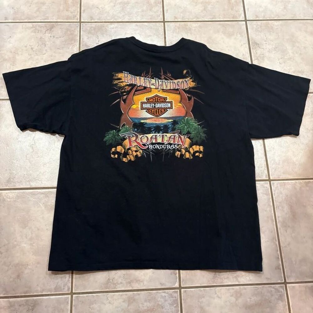 Harley Davidson Roatan Honduras Back Graphic T Shirt Black Great Dane 25x30 XL